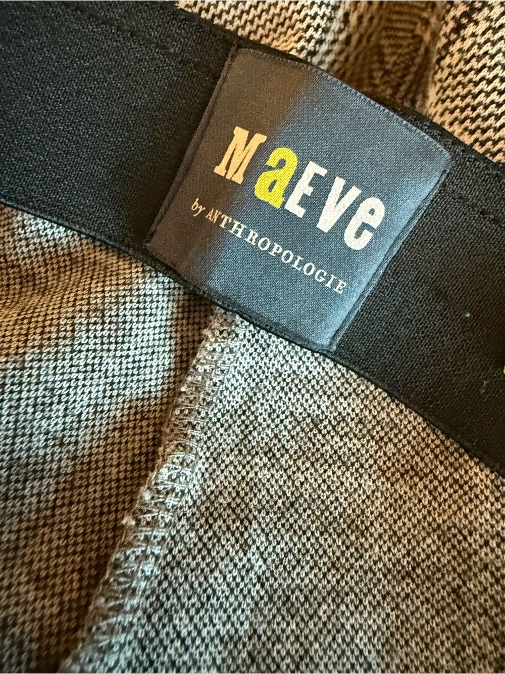 MAEVE ANTHROPOLOGIE ELASTIC WAIST PLAID KICK FLARE SIZE SMALL BLACK & WHITE - Picture 9 of 10